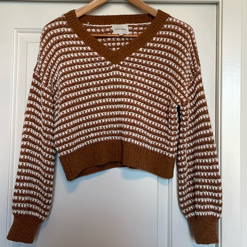 13 Pink Rose Cropped Sweater